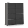 Rauch Miramar Type-3 181cm 2 Door Sliding Wardrobe - Graphite and Basalt Glass