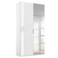 Rauch Miramar Type-5 101cm 2 Door Wardrobe with Mirror - Alpine White and Crystal White Glass