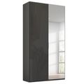 Rauch Miramar Type-5 101cm 2 Door Wardrobe with Mirror - Graphite and Basalt Glass
