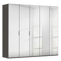 Rauch Miramar Type-5 251cm 5 Door Mirrored Wardrobe - Graphite