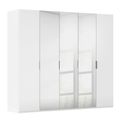 Rauch Miramar Type-5 251cm 5 Door Wardrobe with Mirror - Alpine White and Crystal White Glass