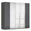 Rauch Miramar Type-5 251cm 5 Door Wardrobe with Mirror - Graphite and Basalt Glass