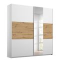 Rauch Miro 175cm 2 Door Sliding Wardrobe with Mirror - Alpine White and Artisan Oak