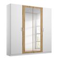 Rauch Miro 181cm 4 Door Wardrobe with Mirror - Alpine White and Artisan Oak