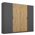 Rauch Miro 226cm 4 Door Wardrobe - Metallic Dark Grey and Artisan Oak
