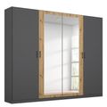 Rauch Miro 226cm 4 Door Wardrobe with Mirror - Metallic Dark Grey and Artisan Oak