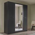 Rauch Modi 181cm 4 Door Wardrobe with Mirror - Metallic Dark Grey