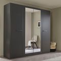 Rauch Modi 226cm 4 Door Wardrobe with Mirror - Metallic Dark Grey