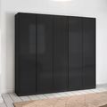 Rauch Monostar 226cm 5 Door Wardrobe with Extras - Metallic Dark Grey with Basalt Glass