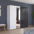 Rauch Monza 218cm 2 Door Sliding Wardrobe with Mirror - Alpine White and Metallic Dark Grey