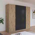 Rauch Monza 226cm 4 Door Wardrobe - Artisan Oak and Metallic Dark Grey