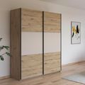 Rauch Neo 175cm 2 Door Sliding Wardrobe - Artisan Oak and Champagne