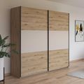 Rauch Neo 218cm 2 Door Sliding Wardrobe - Artisan Oak and Champagne
