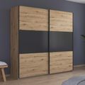 Rauch Neo 218cm 2 Door Sliding Wardrobe - Artisan Oak and Metallic Dark Grey