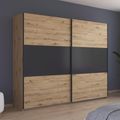 Rauch Neo 261cm 2 Door Sliding Wardrobe - Artisan Oak and Metallic Dark Grey