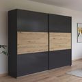 Rauch Neo 261cm 2 Door Sliding Wardrobe - Metallic Dark Grey and Artisan Oak