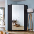 Rauch Ontario 117cm 2 Door Corner Wardrobe with Mirror - Metallic Dark Grey