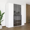 Rauch Paola 201cm 4 Door Wardrobe - Alpine White and Grey Glass
