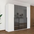 Rauch Paola 251cm 5 Door Wardrobe - Alpine White and Grey Glass