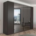 Rauch Paola 301cm 6 Door Wardrobe - Graphite and Grey Glass