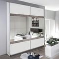 Rauch Penzberg 181cm 2 Door Sliding Wardrobe with Mirror - Alpine White and Stone Grey