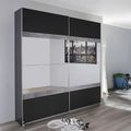 Rauch Penzberg 181cm 2 Door Sliding Wardrobe with Mirror - Metallic Dark Grey and Stone Grey