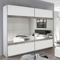 Rauch Penzberg 226cm 2 Door Sliding Wardrobe with Mirror - Alpine White and Stone Grey