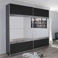 Rauch Penzberg 226cm 2 Door Sliding Wardrobe with Mirror - Metallic Dark Grey and Stone Grey