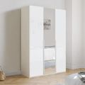 Rauch Purisma 151cm 3 Door Wardrobe with Mirror - Alpine White and Crystal White Glass
