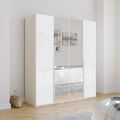 Rauch Purisma 201cm 4 Door Wardrobe with Mirror - Alpine White and Crystal White Glass