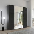 Rauch Purisma 201cm 4 Door Wardrobe with Mirror - Graphite and Basalt Glass