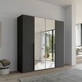 Rauch Purisma 201cm 4 Door Wardrobe with Mirror - Graphite