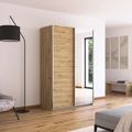 Rauch Quadra 136cm 2 Door Sliding Wardrobe with Mirror - Artisan Oak