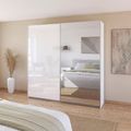 Rauch Quadra 226cm 2 Door Sliding Wardrobe with Mirror - Alpine White and High Gloss White