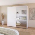 Rauch Quadra 226cm 2 Door Sliding Wardrobe with Mirror and Extras - Alpine White
