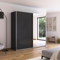 Rauch Quadra 226cm 2 Door Sliding Wardrobe with Mirror and Extras - Metallic Dark Grey