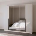 Rauch Quadra Spin 226cm 5 Door Wardrobe with Mirror - Alpine White and Crystal White Glass