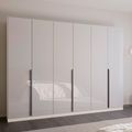 Rauch Quadra Spin 271cm 6 Door Wardrobe - Alpine White and Crystal White Glass