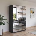 Rauch Reflect 136cm 3 Door Mirrored Wardrobe - Metallic Dark Grey