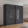 Rauch Ruga 226cm 2 Door Sliding Wardrobe - Metallic Dark Grey and Basalt Glass