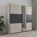 Rauch Sajo 218cm 2 Door Sliding Wardrobe with Mirror - Champagne and Metallic Dark Grey