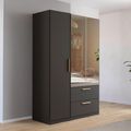 Rauch Skandi 136cm 3 Door Combi Wardrobe - Metallic Dark Grey