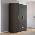 Rauch Skandi 136cm 3 Door Wardrobe with Drawer - Metallic Dark Grey