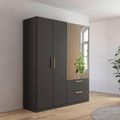 Rauch Skandi 181cm 4 Door Combi Wardrobe - Metallic Dark Grey