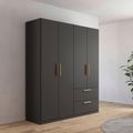 Rauch Skandi 181cm 4 Door Wardrobe with Drawer - Metallic Dark Grey