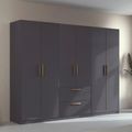 Rauch Skandi 271cm 6 Door Wardrobe with Drawer - Metallic Dark Grey
