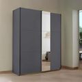 Rauch Slide 131cm 2 Door Sliding Wardrobe with Mirror - Metallic Dark Grey
