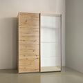 Rauch Subito 136cm 2 Door Sliding Wardrobe with Mirror - Artisan Oak