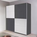 Rauch Subito 181cm 2 Door Sliding Wardrobe - Metallic Dark Grey and Alpine White