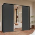 Rauch Taro 242cm 3 Door Sliding Wardrobe with Mirror - Graphite